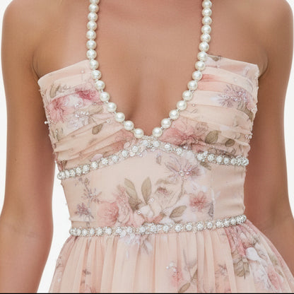 Roseate Gem Sexy Backless Maxi Dress.