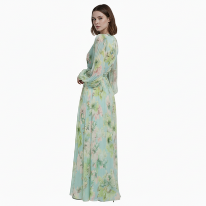 Green Hera Long Lantern Sleeve Maxi Dress