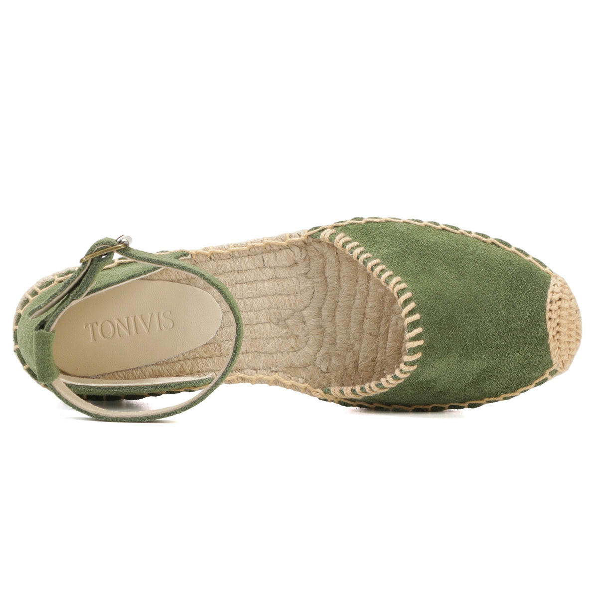 TONIVIS Women's Suede Leather Ankle Strap Espadrille Sandals