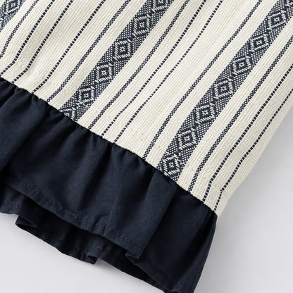 Women's Ruffle Hem Casual Striped Short Sleeve Blouse
