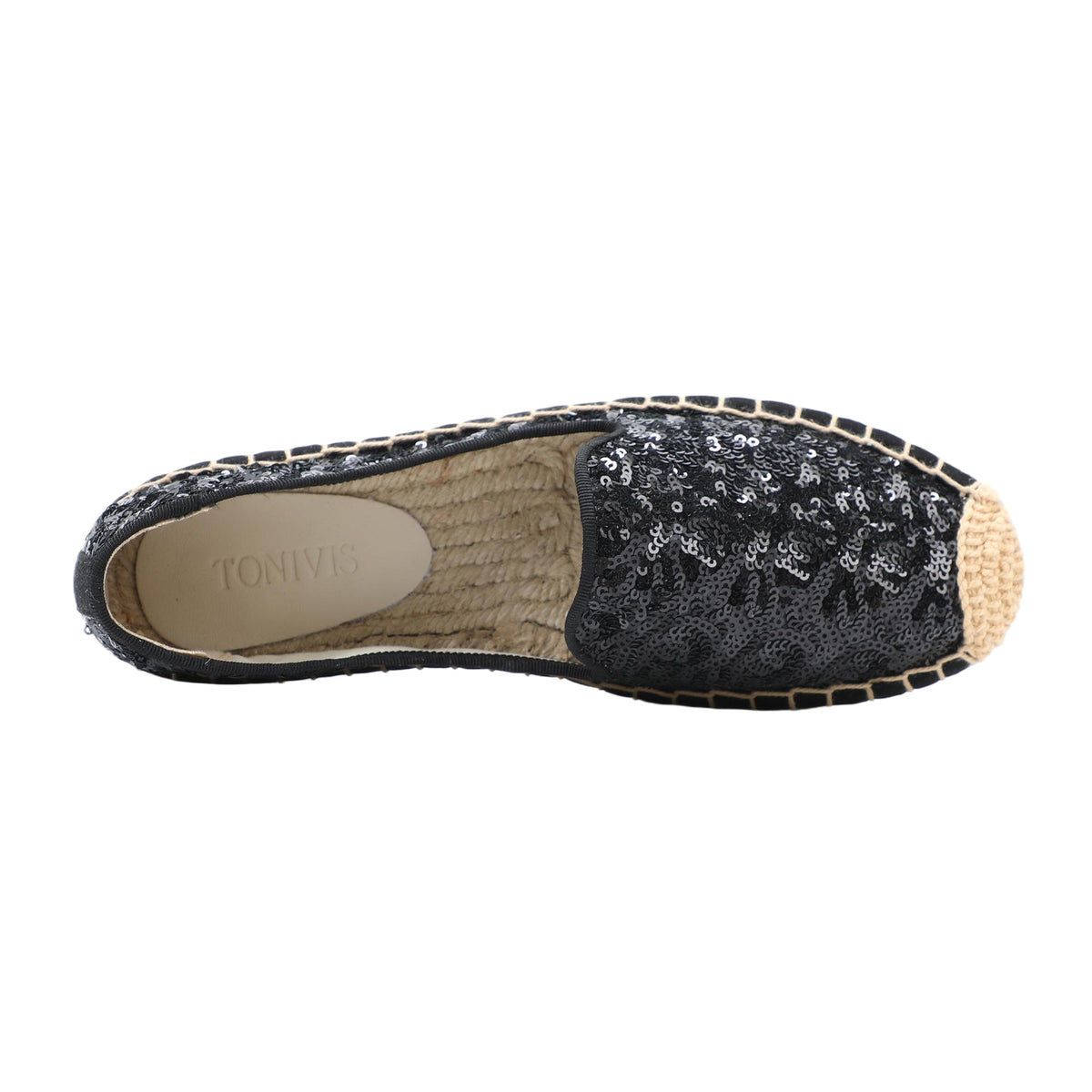 TONIVIS Women's Slip-On Sequin Espadrille Flats
