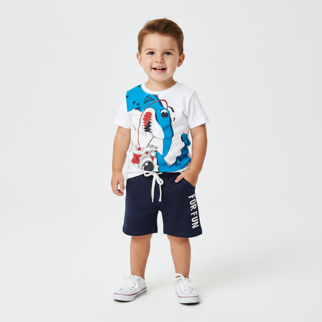 Boys Cute Cartoon Summer 2-Piece Outfit Set