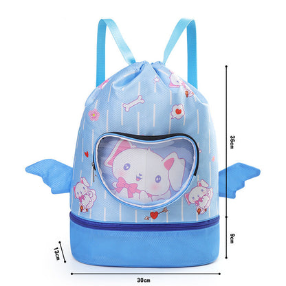 Cartoon Kids Large Waterproof Swim Bag with Footwear Compartment