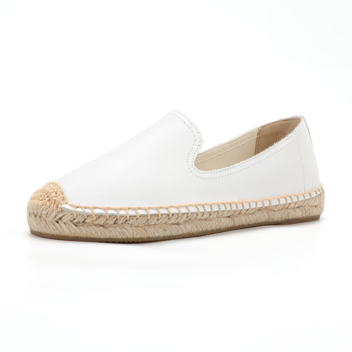 TONIVIS Women's Slip-On Cowhide Leather Espadrille Flats