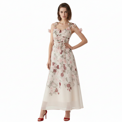 Fleura Embroidered Sweetheart Midi Dress