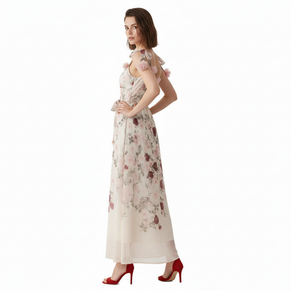 Fleura Embroidered Sweetheart Midi Dress