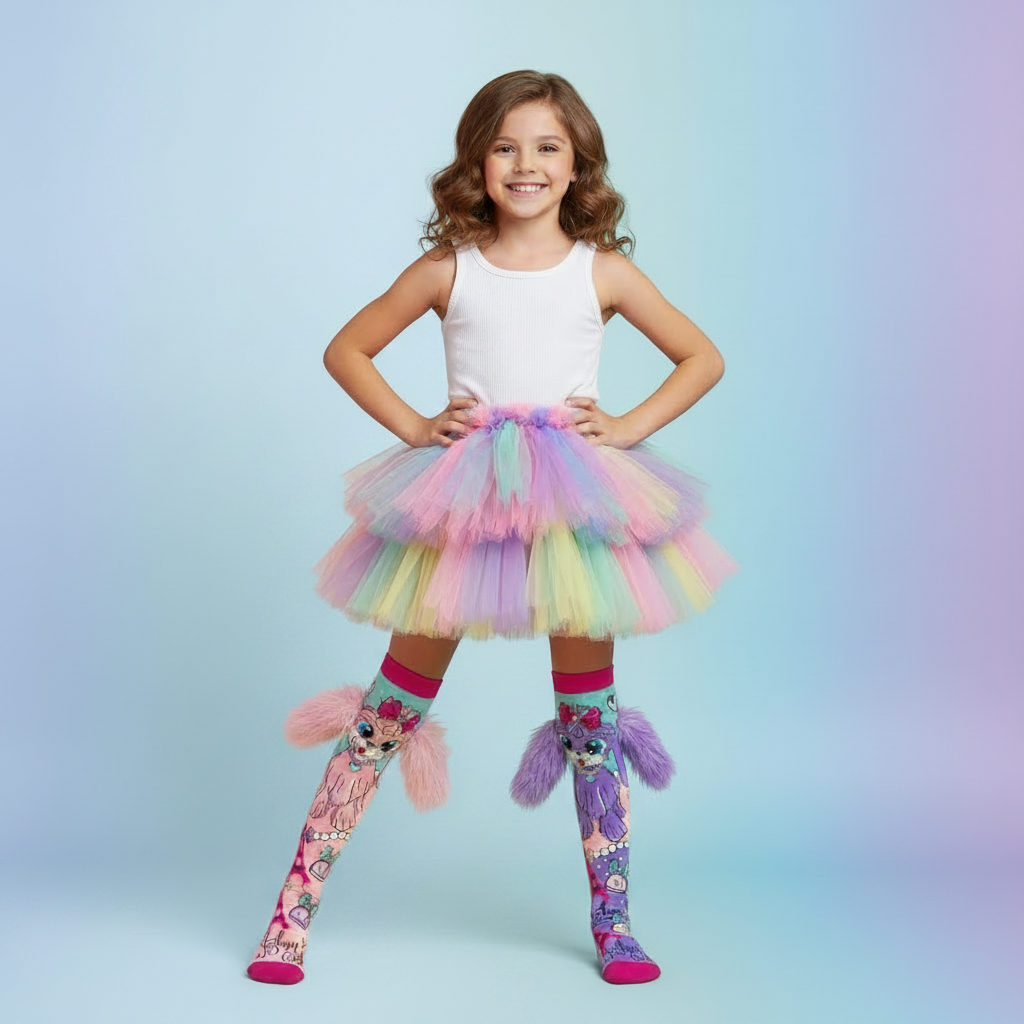 Puppy In Paris Children's Adorable Mismatched 3D Knee-High Crazy Socks