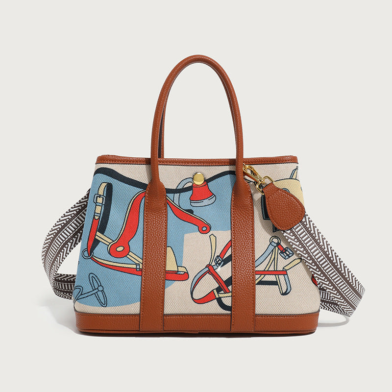 Women's Graphic Canvas Tote Bag - Brown