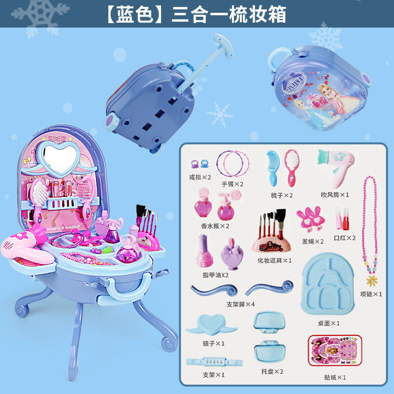 3-in-1 Princess Makeup Vanity Suitcase Playset