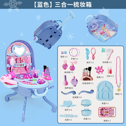 3-in-1 Princess Makeup Vanity Suitcase Playset