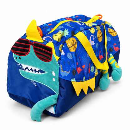2-Piece Kids Funky Dinosaur Backpack & Duffel Bag Travel Set