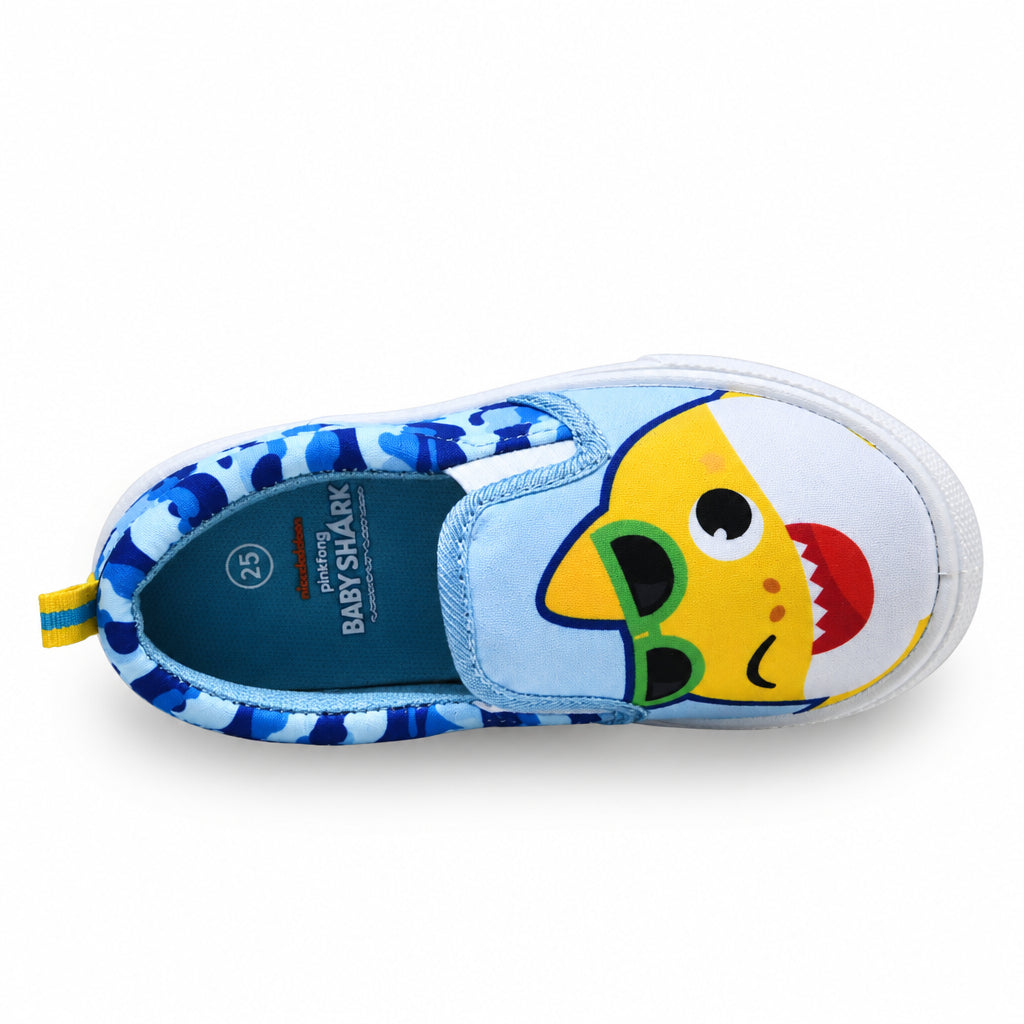 Kids' Baby Shark Slip-On Canvas Blue Camo Sneakers