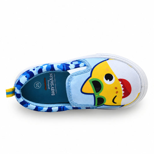 Kids' Baby Shark Slip-On Canvas Blue Camo Sneakers