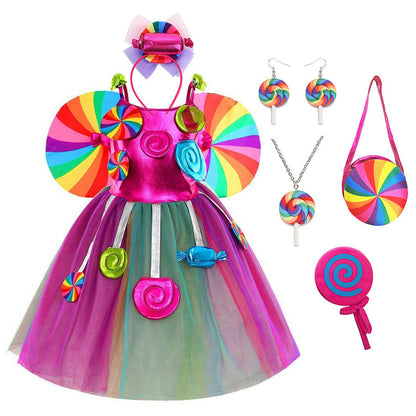 Girls Candyland Lollipop Princess Dress Set