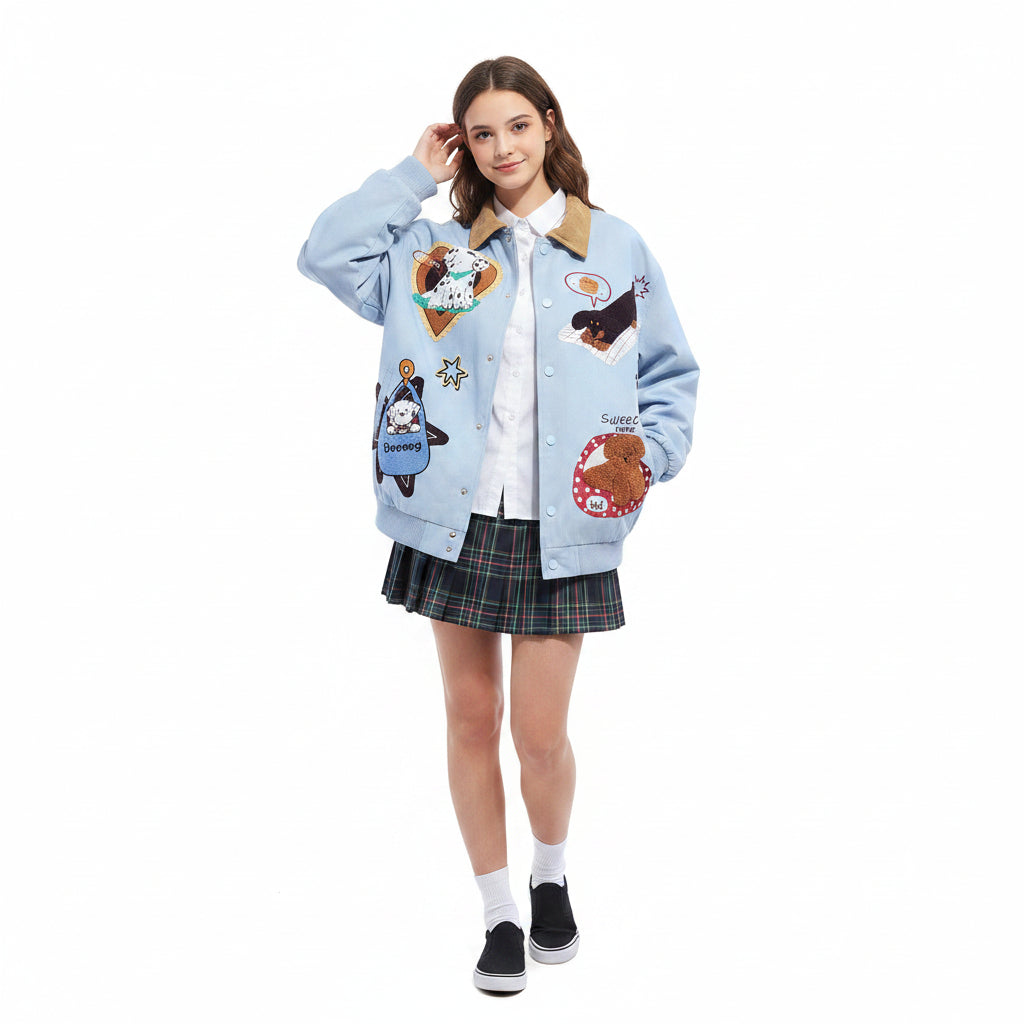 Corduroy Collar Puppy Paw Classic Jacket