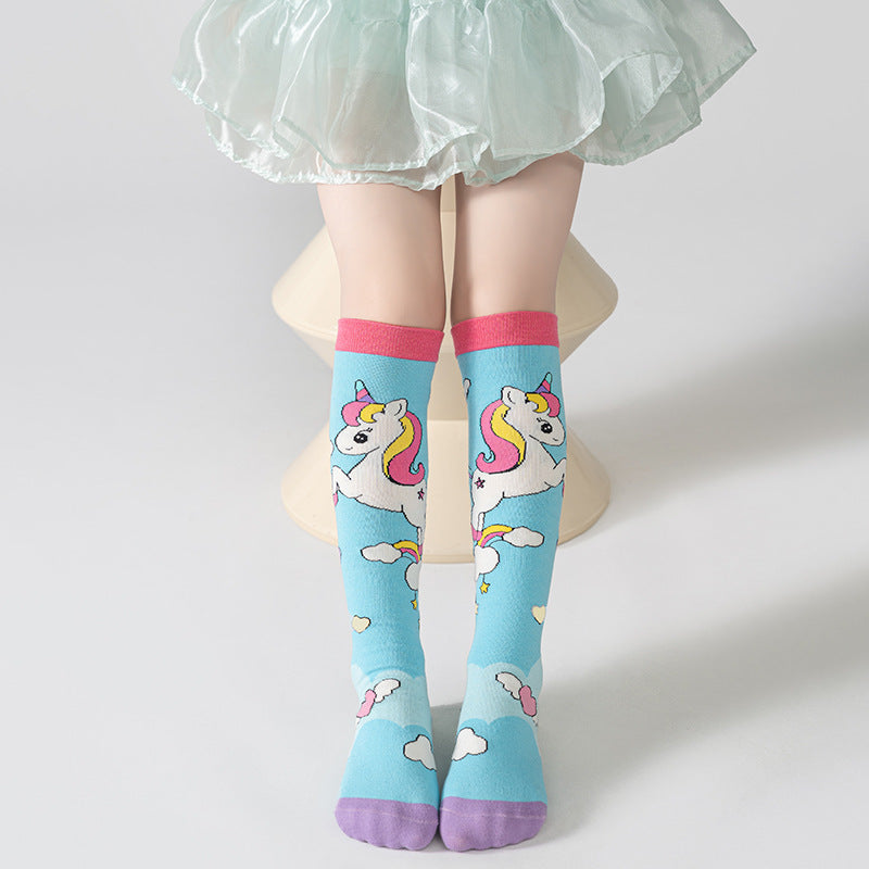 Adorable Children's Knee-High Unicorn Crazy Socks
