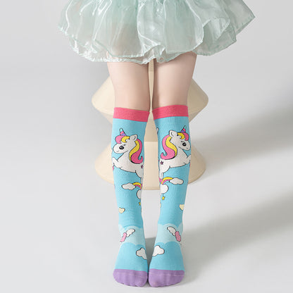 Adorable Children's Knee-High Unicorn Crazy Socks