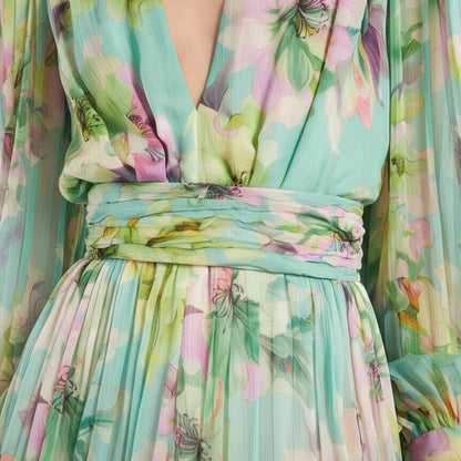 Green Hera Long Lantern Sleeve Maxi Dress