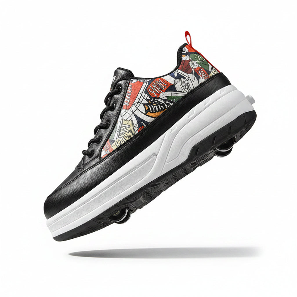 Unisex 2-in-1 Street-Art Graffiti Convertible Roller Skate Shoes | Kids & Adult