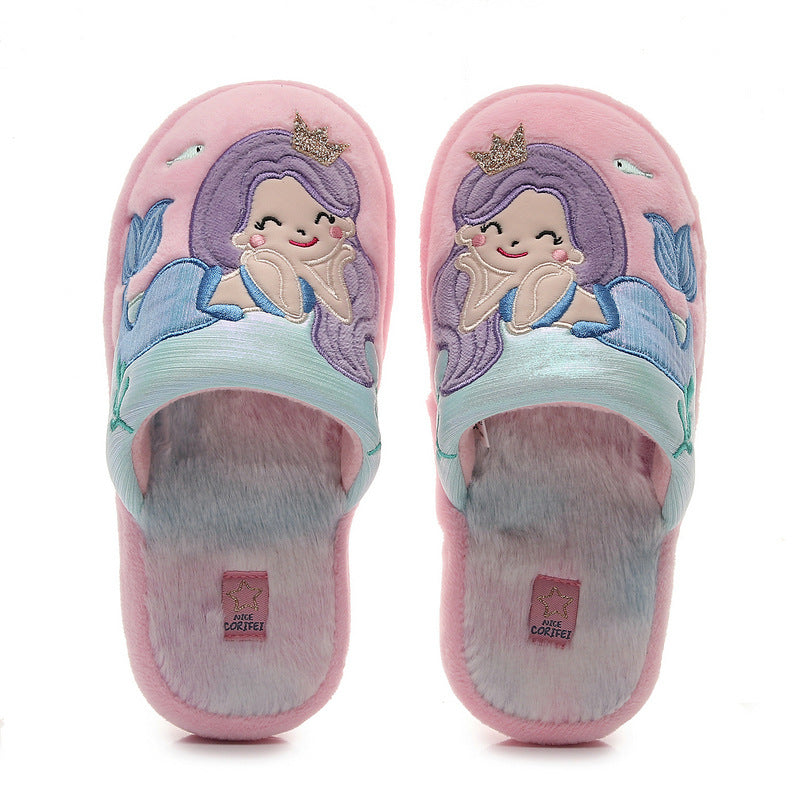 Children's Adorable Mermaid Closed-Toe Home Slippers