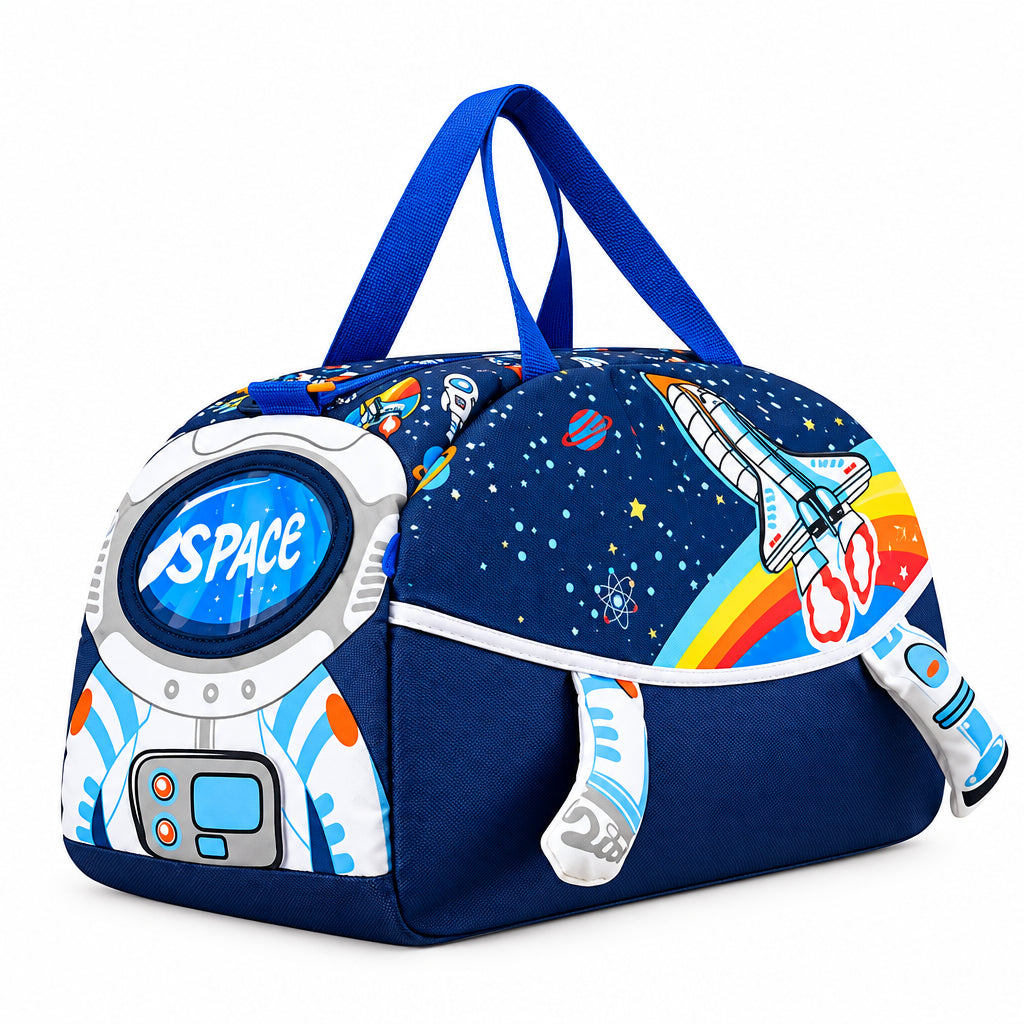 2-Piece Kids 3D Space Adventure Small Backpack & Duffel Bag Travel Set