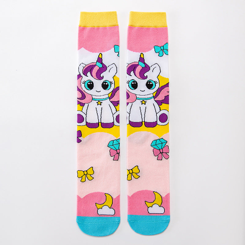 Adorable Children's Knee-High Unicorn Crazy Socks