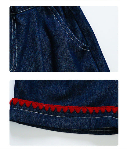 Girl's Bow Denim Summer Clothes 2pcs Set