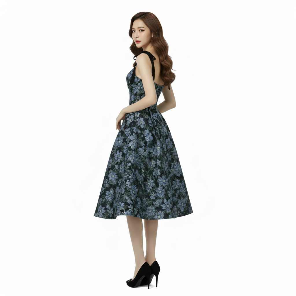 Fiore Twilight Suspender Midi Dress.
