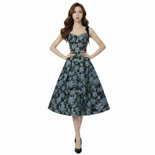 Fiore Twilight Suspender Midi Dress.