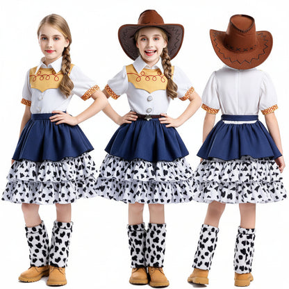 Jessie Cowgirl Rodeo Costume Dress with Hat and Leg Warmers