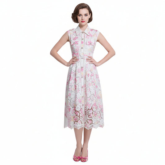 Mystique Embroidered Belted Midi Dress.