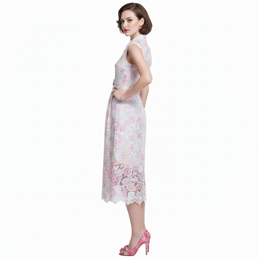 Mystique Embroidered Belted Midi Dress