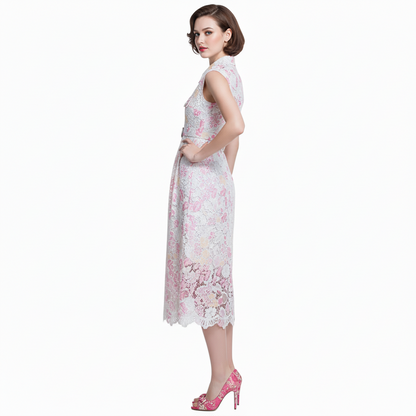 Mystique Embroidered Belted Midi Dress