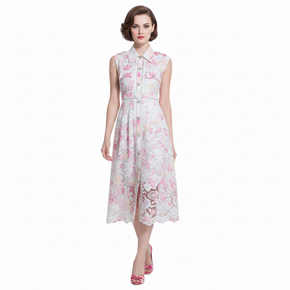 Mystique Embroidered Belted Midi Dress