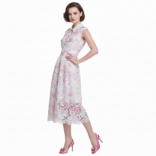 Mystique Embroidered Belted Midi Dress