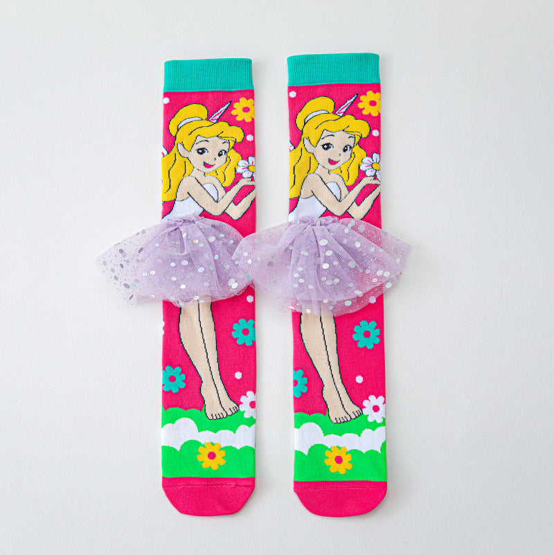 Kids Cute Cartoom Knee-High Crazy Socks