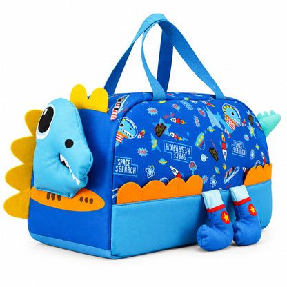2-Piece Kids Space Dinosaur Backpack & Duffel Bag Travel Set