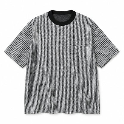 Men's Textured Knit Chevron Print Crew Neck T-Shirt