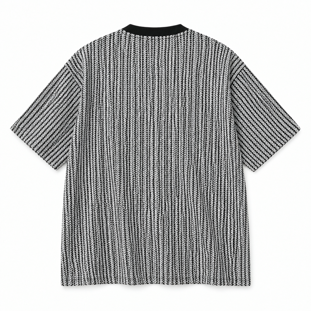 Men's Textured Knit Chevron Print Crew Neck T-Shirt
