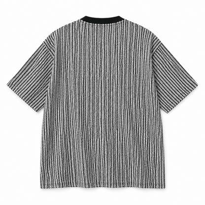 Men's Textured Knit Chevron Print Crew Neck T-Shirt