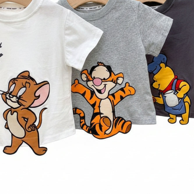 Children's Cartoon Appliques T-shirt 3-Piece Set