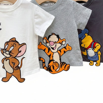 Children's Cartoon Appliques T-shirt 3-Piece Set
