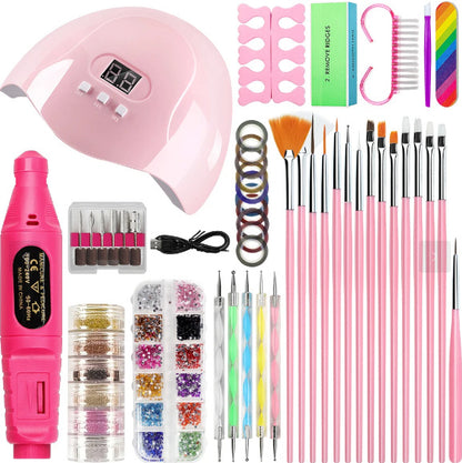 Manicure Set with UV LED Lamp & Nail Drill Machine Glitter Powder Kit for Acrylic Nails Art