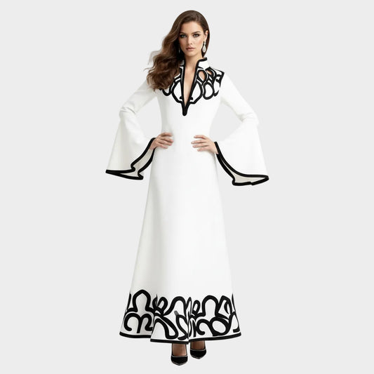 Cielo V-Neck Long Sleeve Maxi Dress.