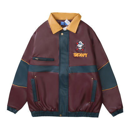 Snoopy PU Leather "Aviator"  Retro Jacket