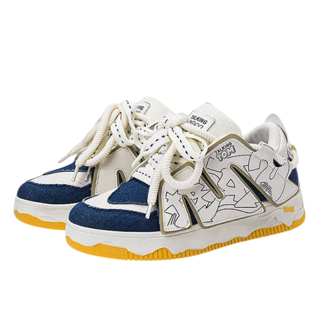 TALKING TOM | Graffiti Casual Sneakers - Blue/Yellow
