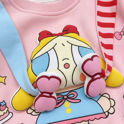 Girls 3D Cartoon Applique Pullover Sweatshirt