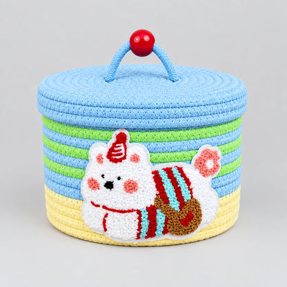 Puppy Woven Storage Basket with Lid