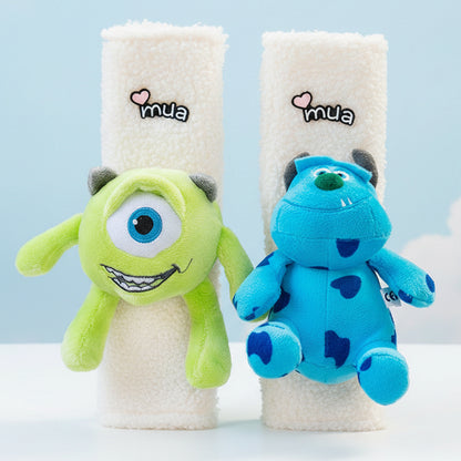 Adorable Disney Cartoon Plush Car Seat Belt Cover Set