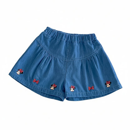 Minnie Mouse Girl's Denim Shorts Outfit Set